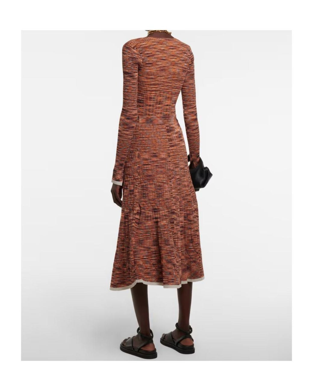 Jonathan Simkhai Brown Gradient Pleated Knit Midi Skirt