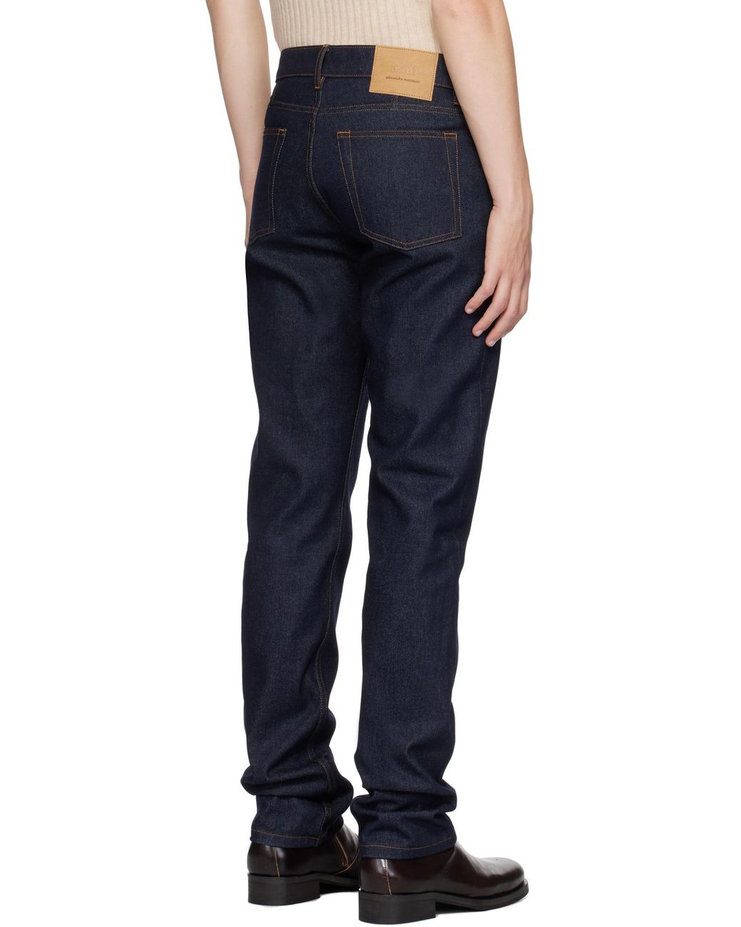 AMI Blue Ami Logo Patch Straight-Leg Jeans for men