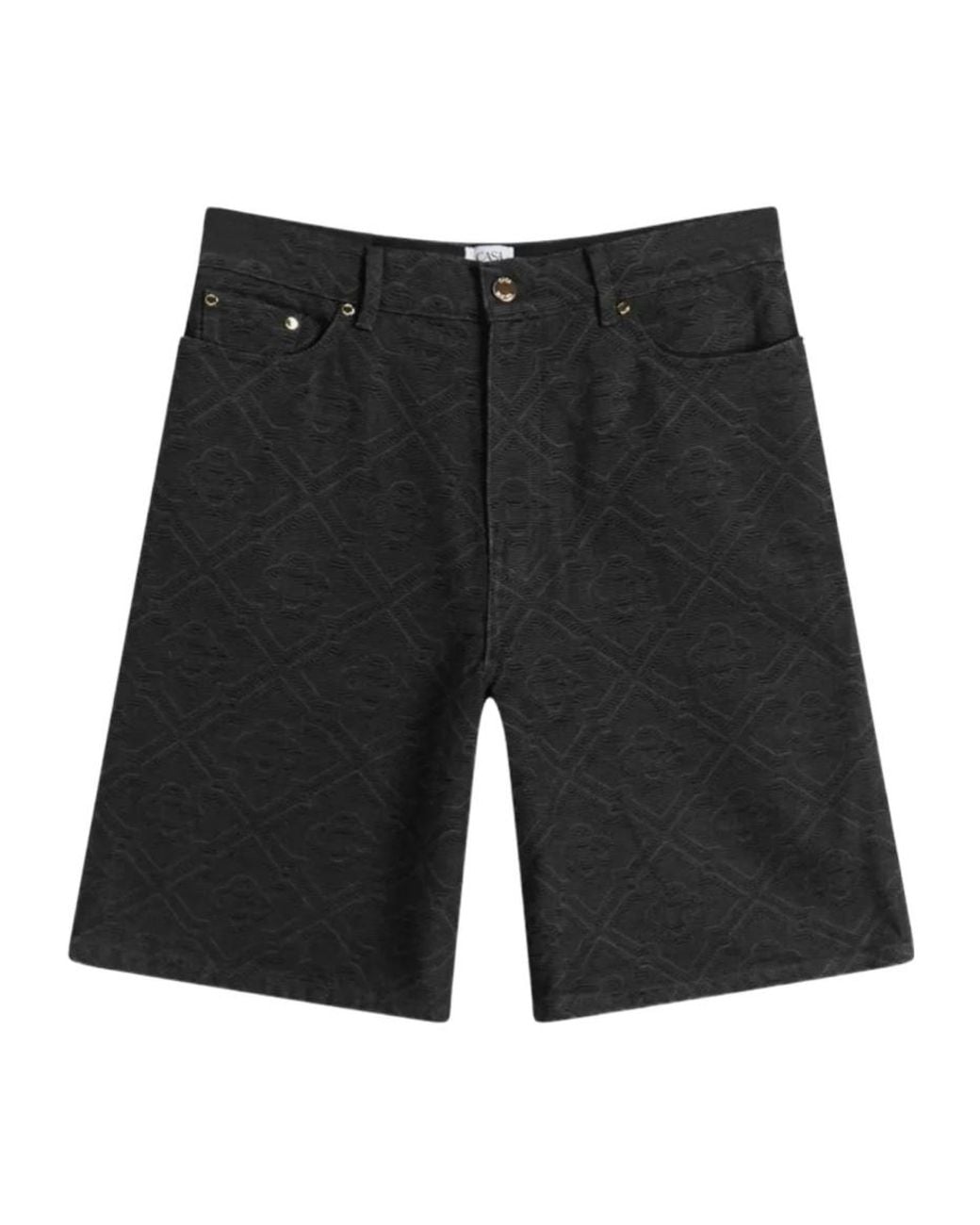 Casablanca Black Laser Monogram Denim Shorts for men
