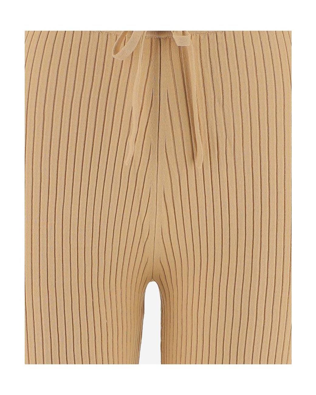 Nanushka Natural Ribbed Knitted Cropped Pants