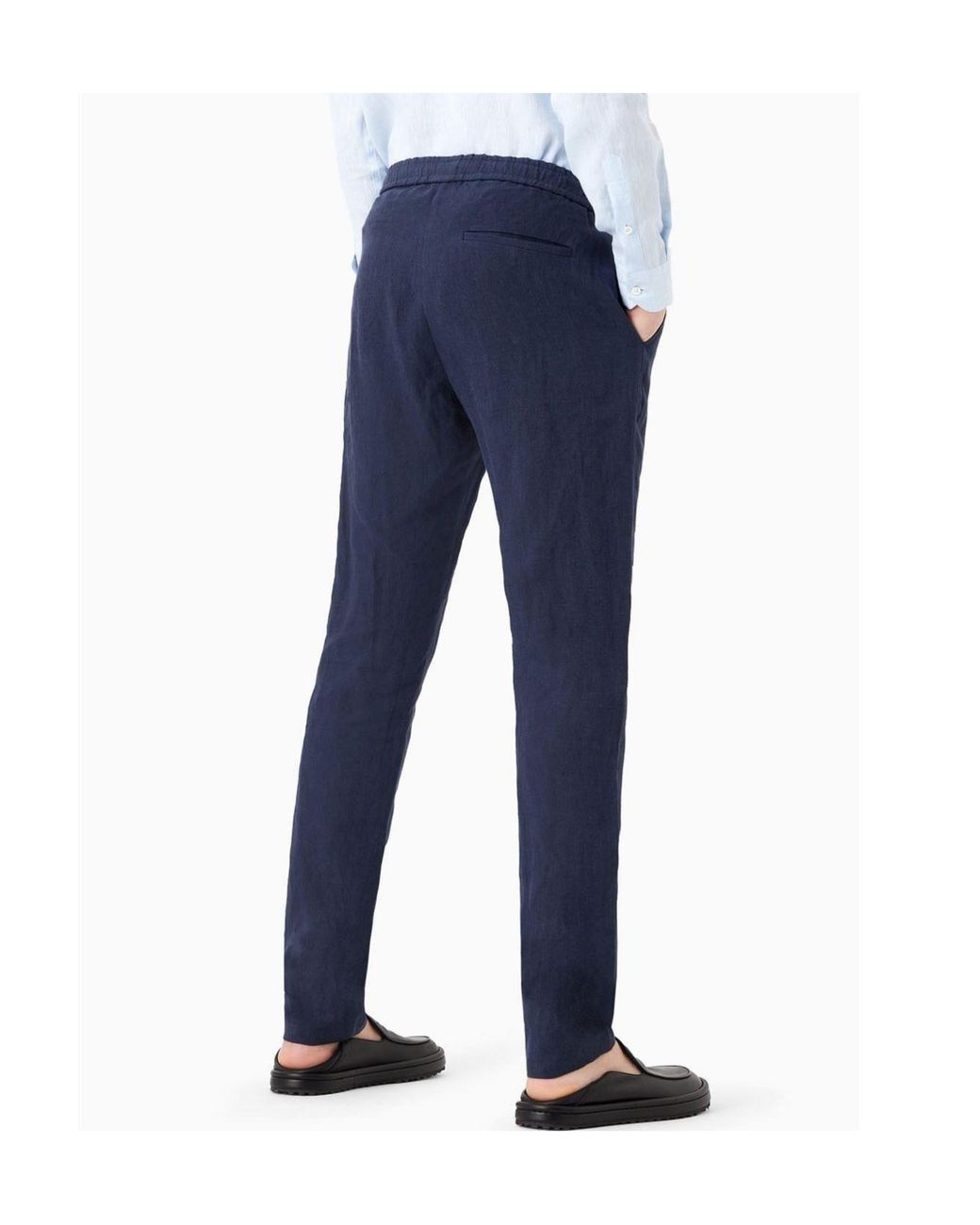 Emporio Armani Blue High-Waisted Straight-Leg Trousers for men