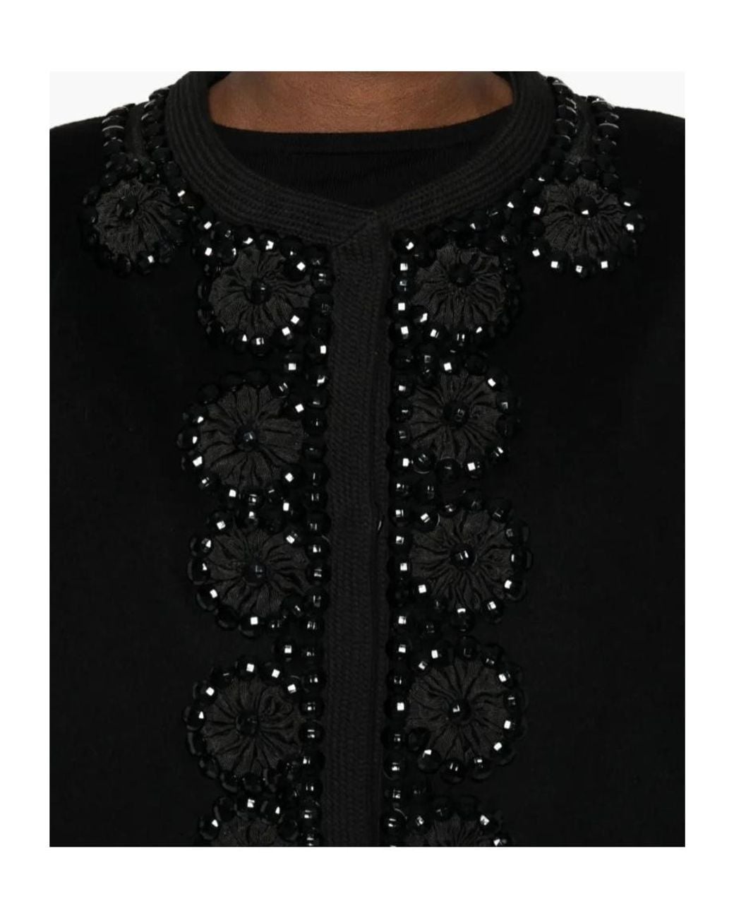 P.A.R.O.S.H. Black Floral-Embellished Coat