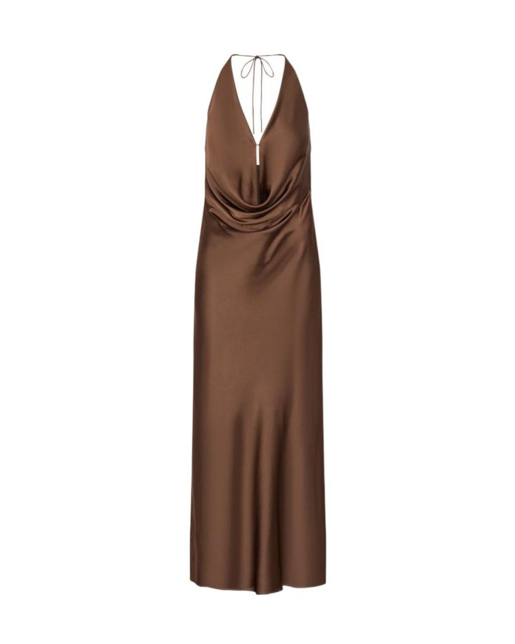ROTATE BIRGER CHRISTENSEN Brown Chiffon Halter Dress