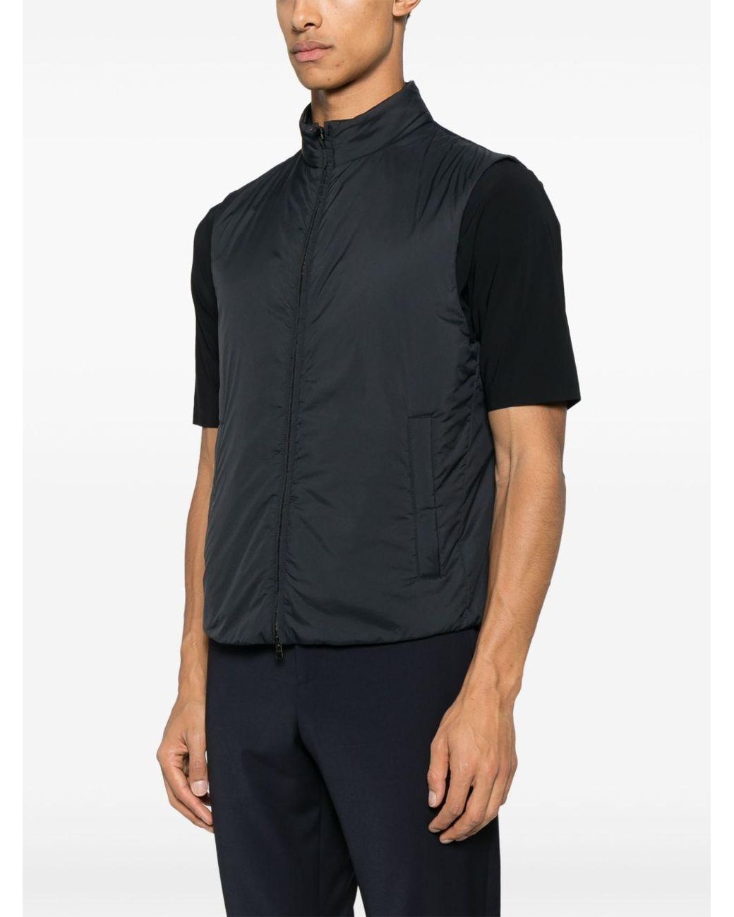 Herno Blue Zip-Up Sleeveless Gilet for men