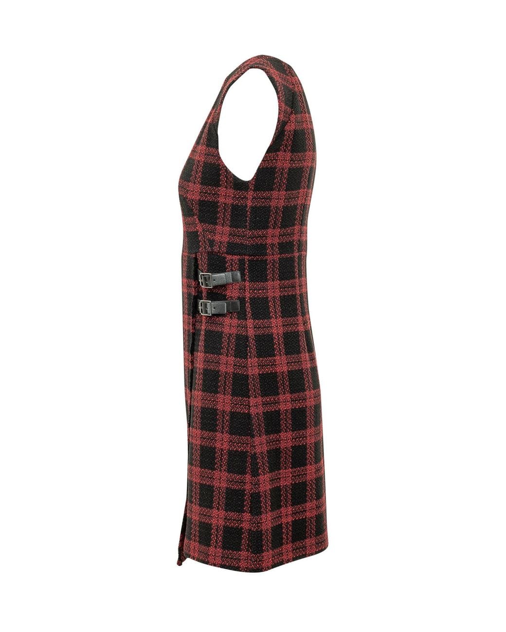 Pinko Red Check Sleeveless Knee-Length Dress