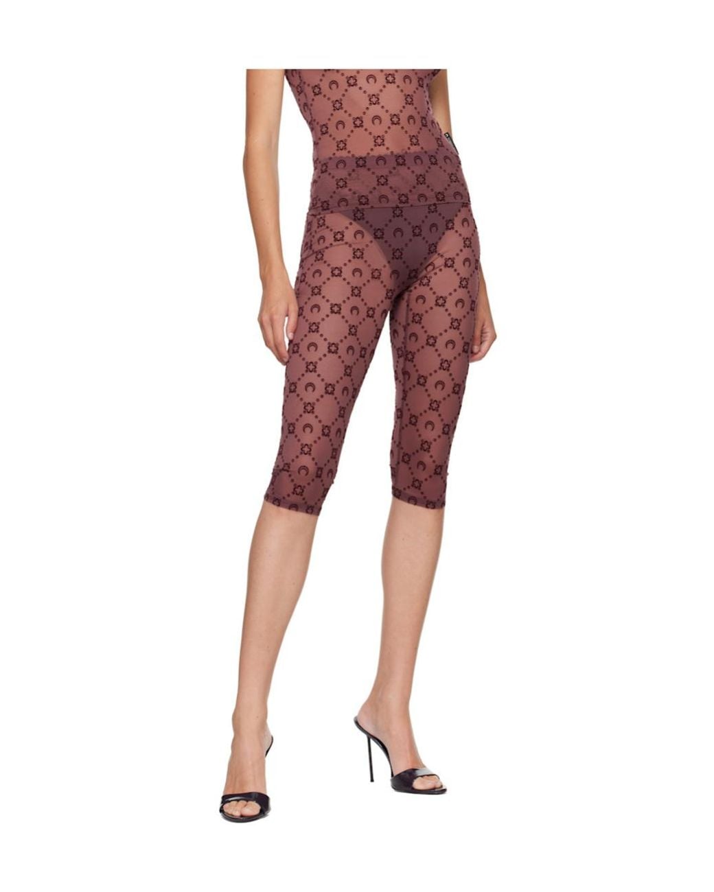MARINE SERRE Red Cropped Leggings