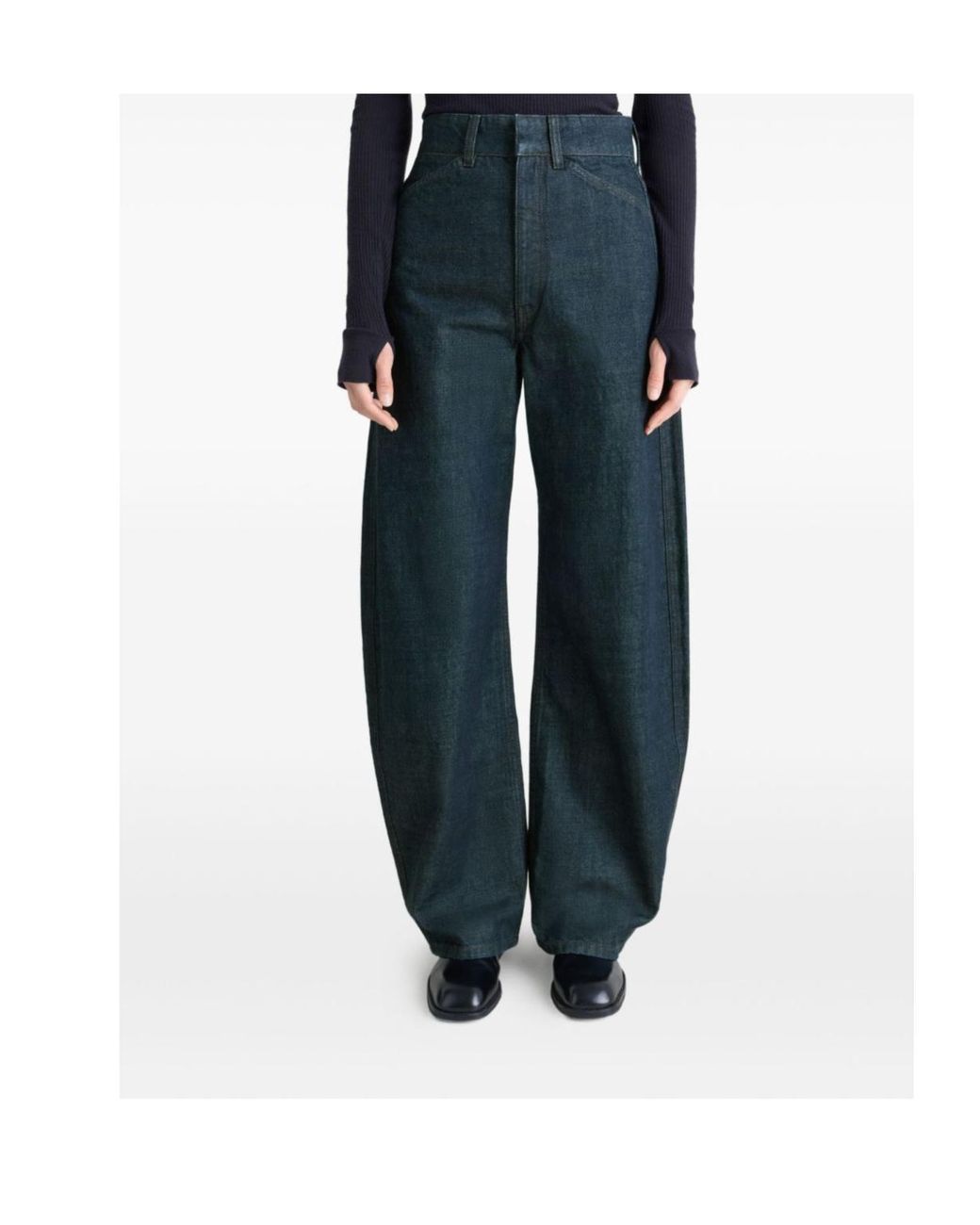 Lemaire Blue High Waisted Curved Pants