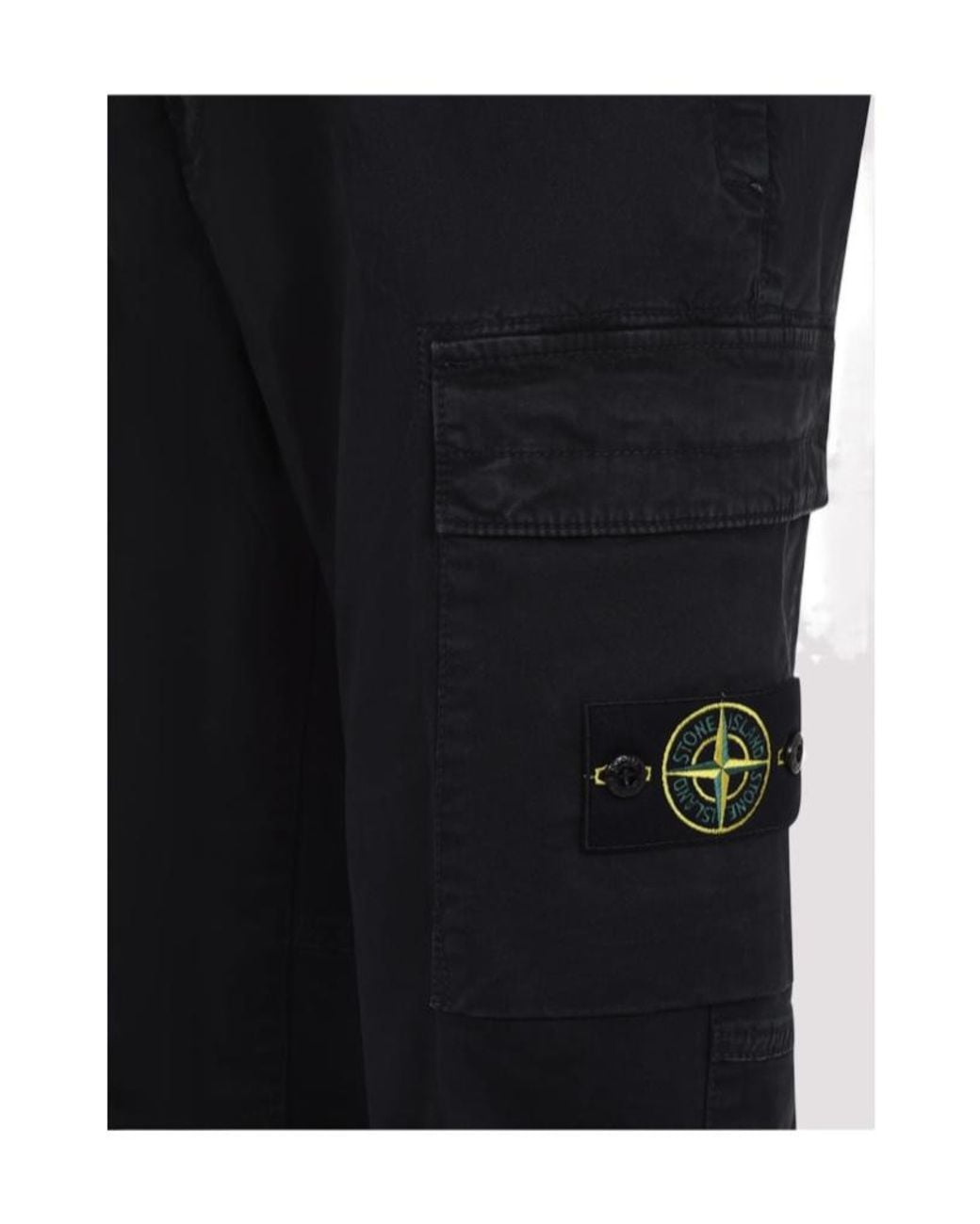 Stone Island Black Logo Patch Cargo Pants for men