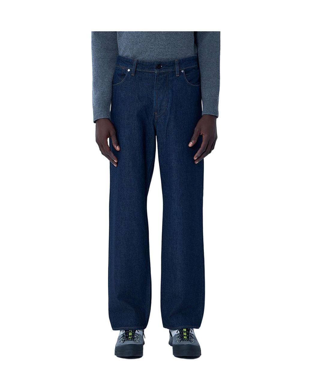 Stone Island Blue Compass-Badge Wide Leg Jeans for men