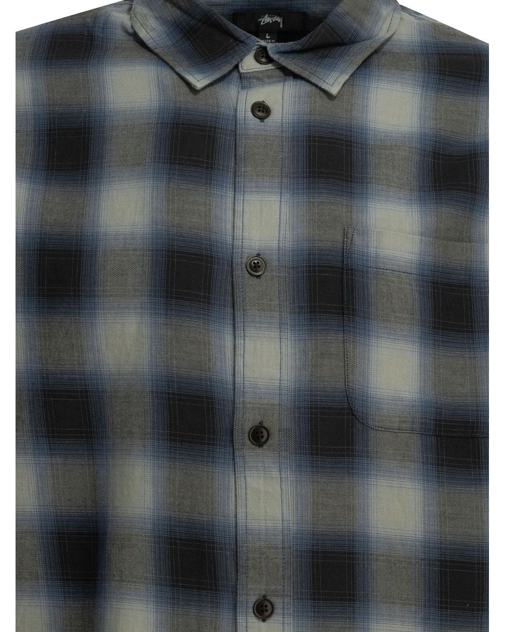 Stussy Gray Stüssy Checked Long Sleeve Shirt for men