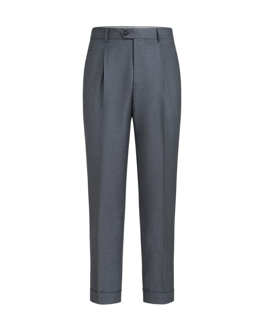 Brunello Cucinelli Gray Super 150S Virgin Wool Four Season Batavia Trousers With Pleat for men