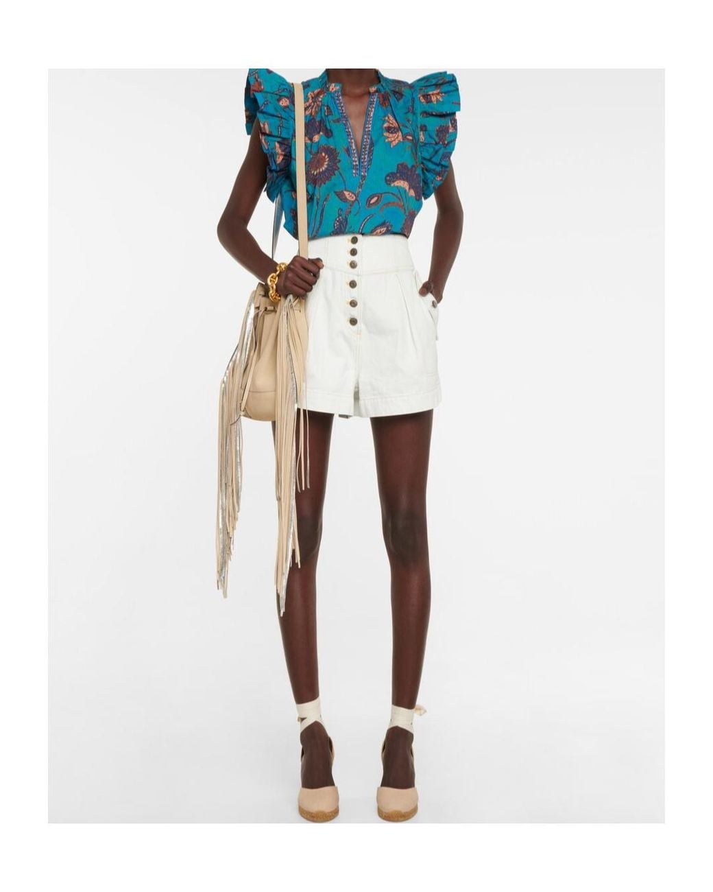 Ulla Johnson White Alvin High-Rise Denim Shorts