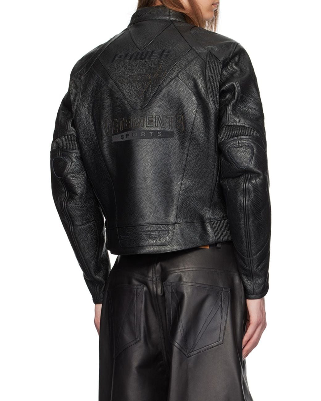 Vetements Black Patterned Leather Jacket for men