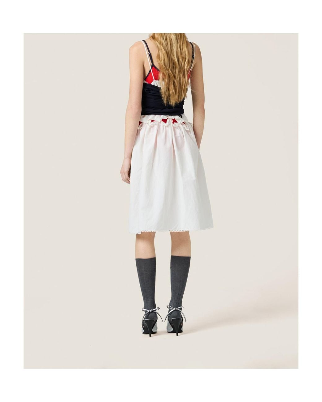 Miu Miu White Logo-Patch Sleeveless Dress