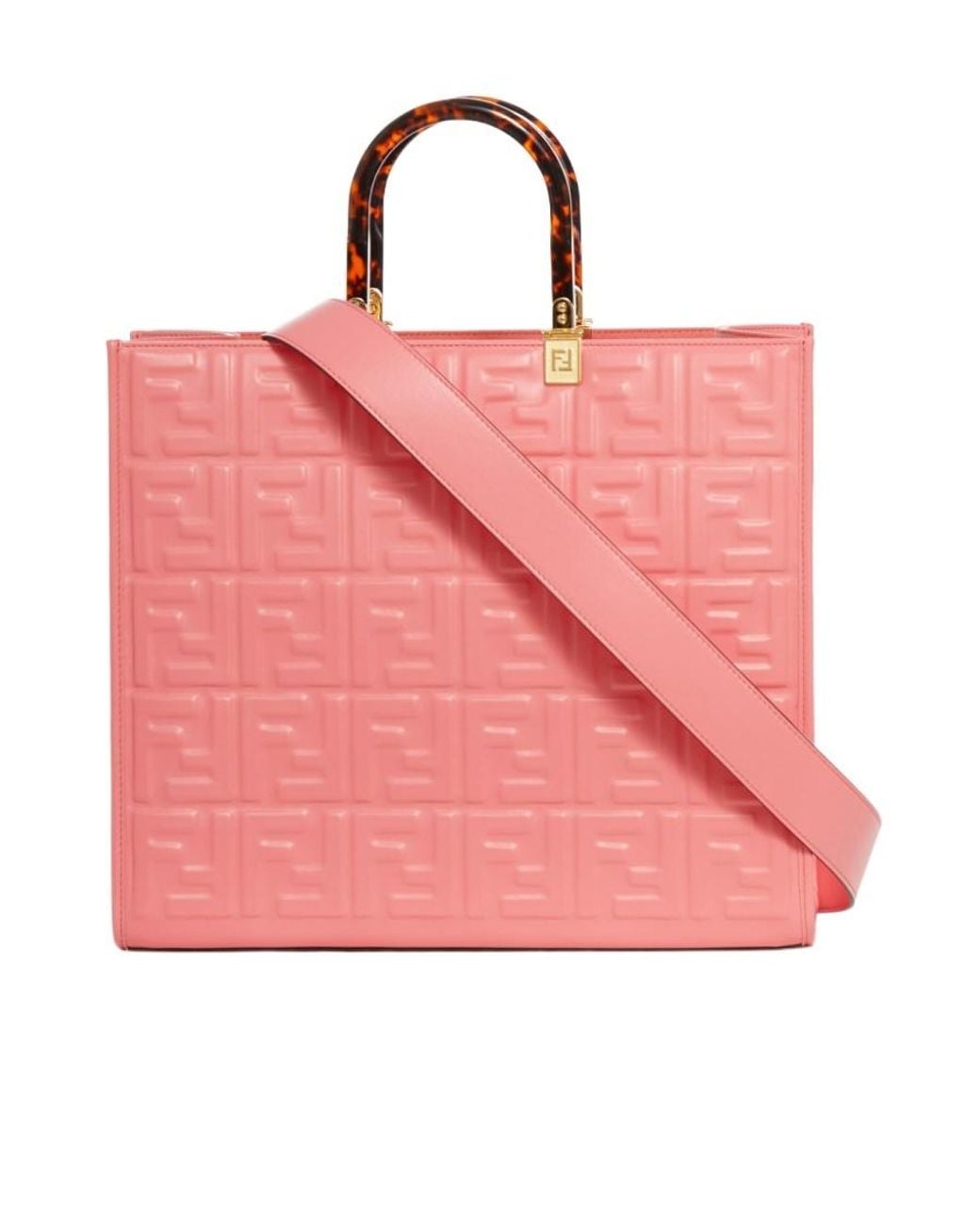 Fendi Pink Monogram Embossed Tote Bag