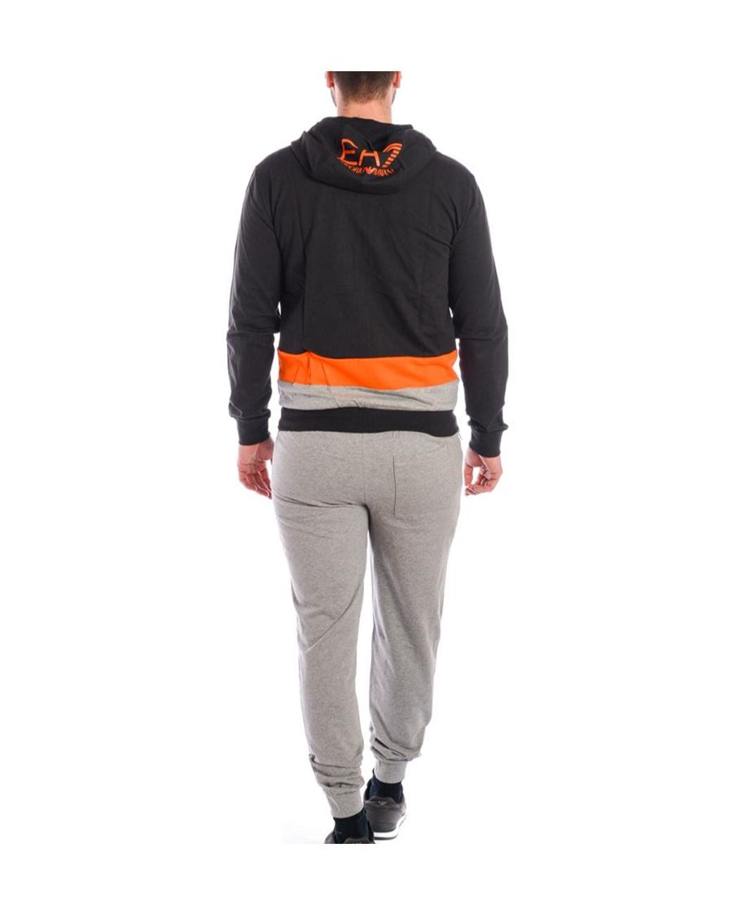 EA7 Black Zip-Up Hoodie And Pants Two-Piece Set for men