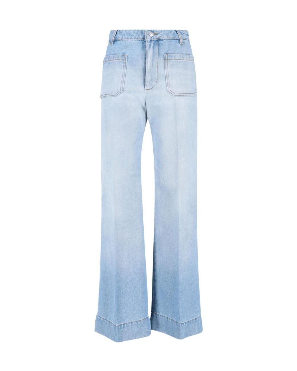 Victoria Beckham Blue Logo Patch Flared Jeans
