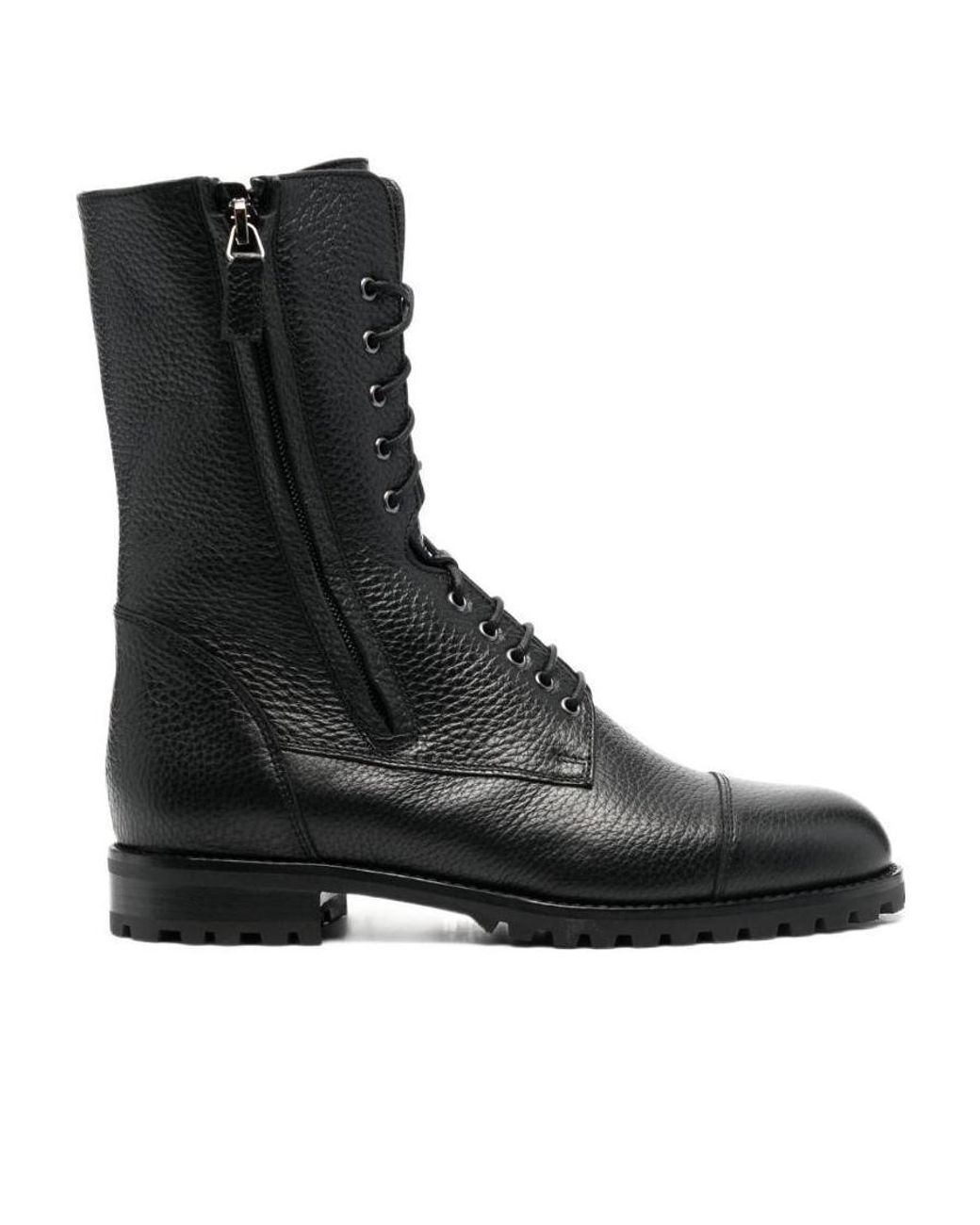 Manolo Blahnik Black Campcha Leather Combat Boots