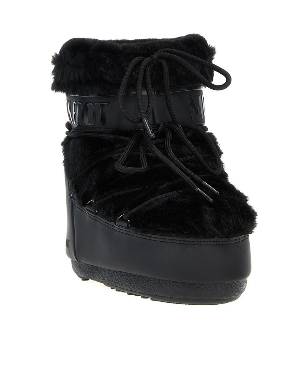 Moon Boot Black Icon Low Faux-Fur Lace-Up Boots