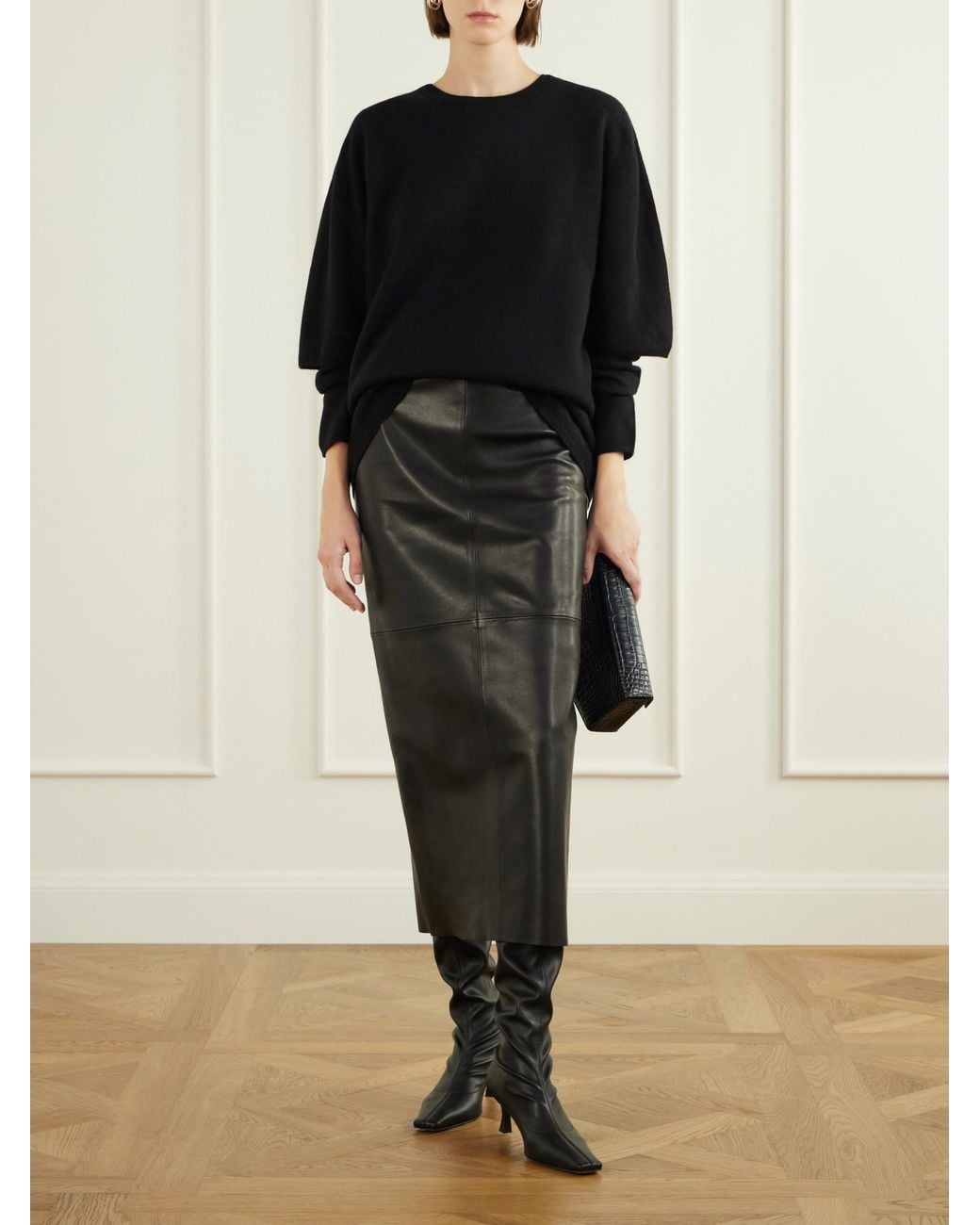 Nour Hammour Black Layered Cashmere Sweater