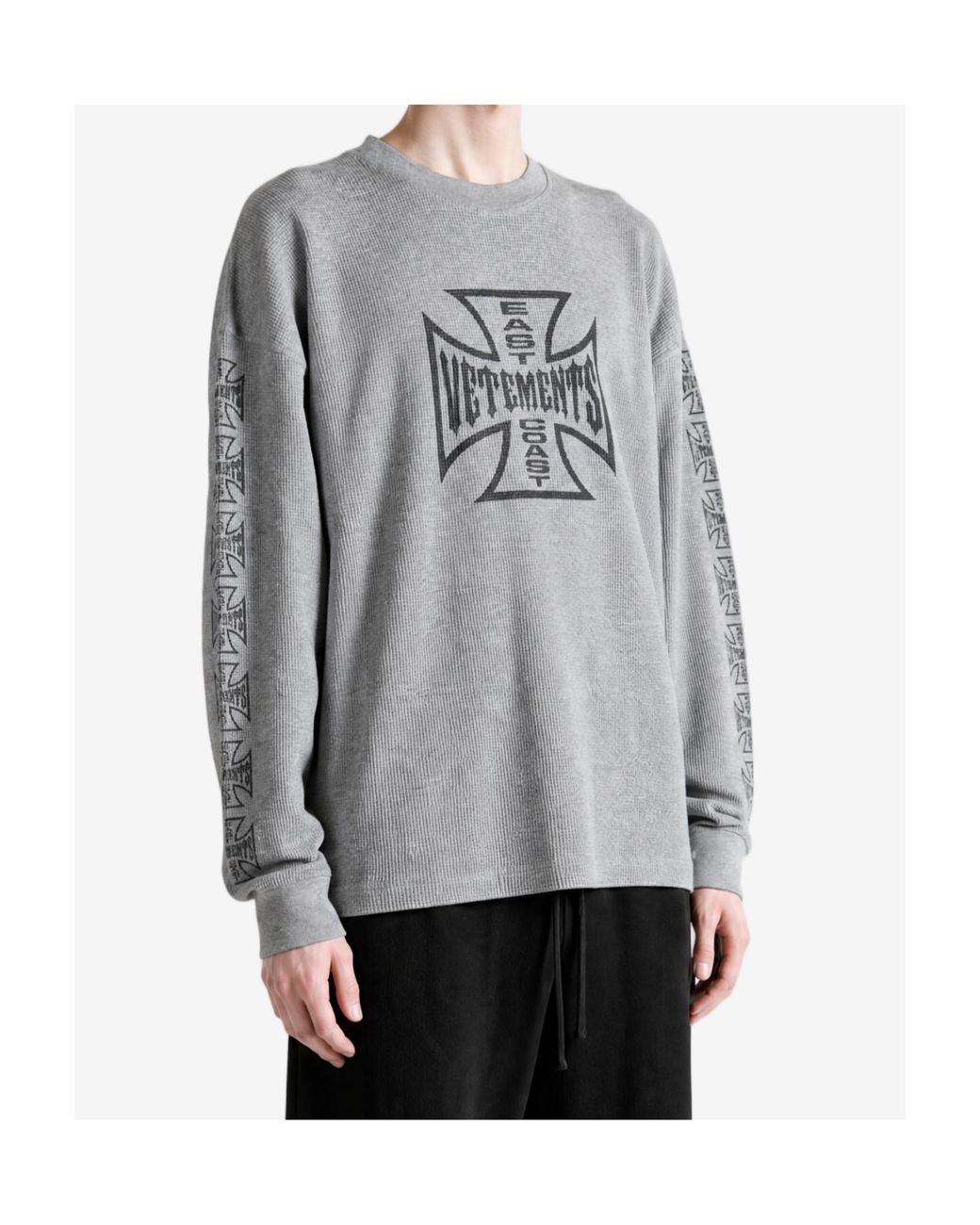 Vetements Gray Long-Sleeved Crewneck Sweatshirt for men