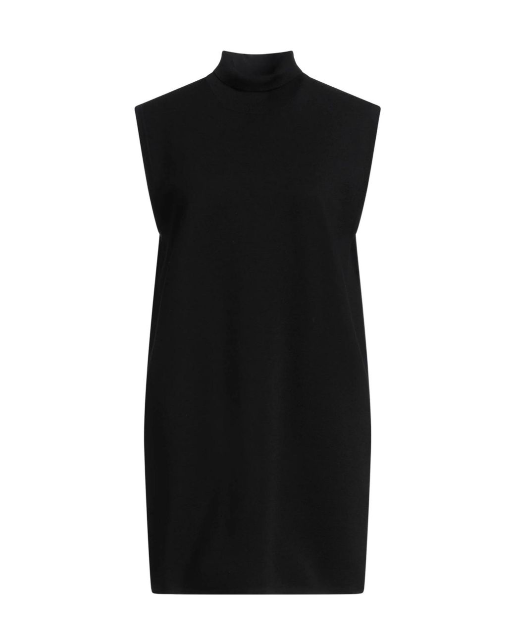 Max Mara Black Solid-Colored Wool Sleeveless Dress