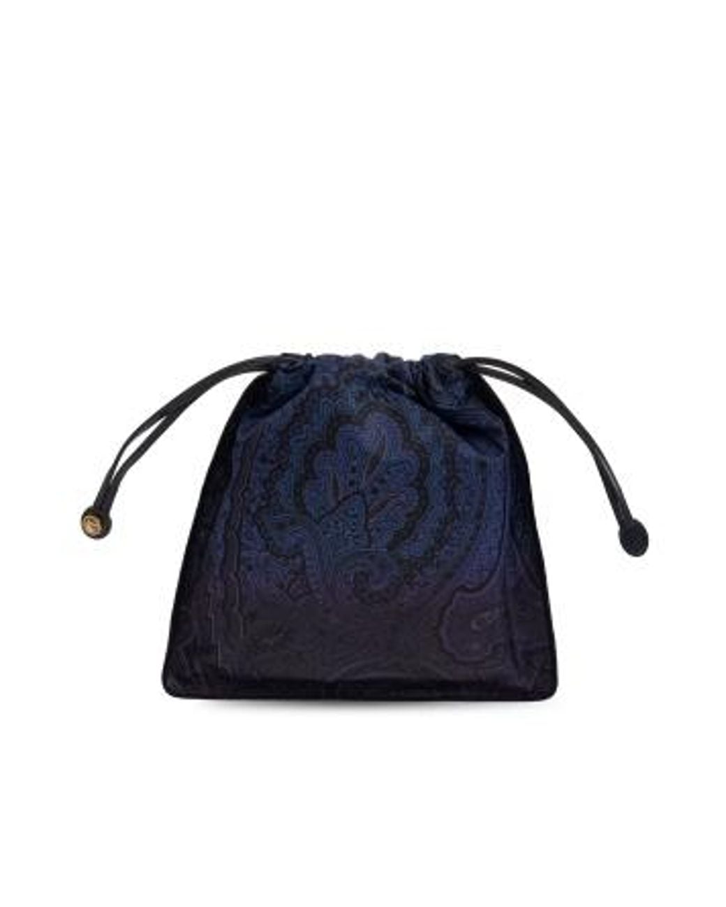 Etro Blue Paisley Drawstring Bucket Bag