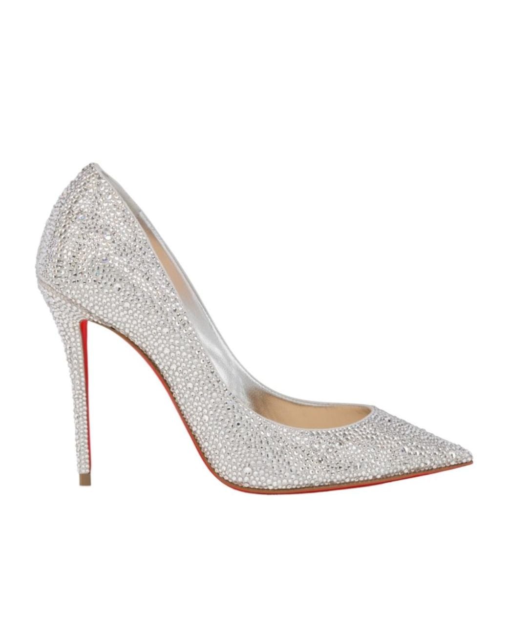 Christian Louboutin White La Pigalle Strass 100 Mm Pumps