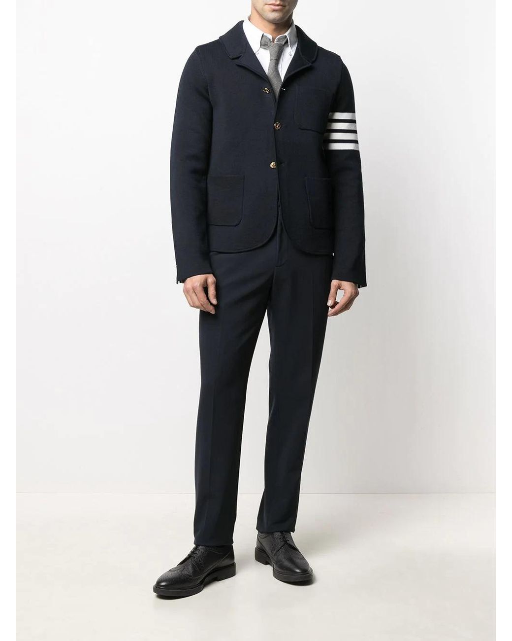 Thom Browne Blue 4-Bar Knitted Blazer for men