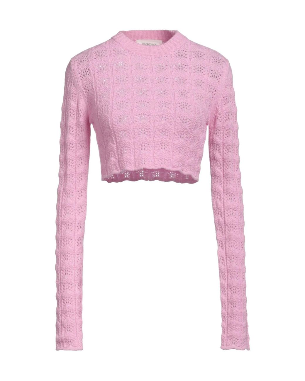 Sportmax Pink Solid-Color Lightweight Long-Sleeve Knit Sweater