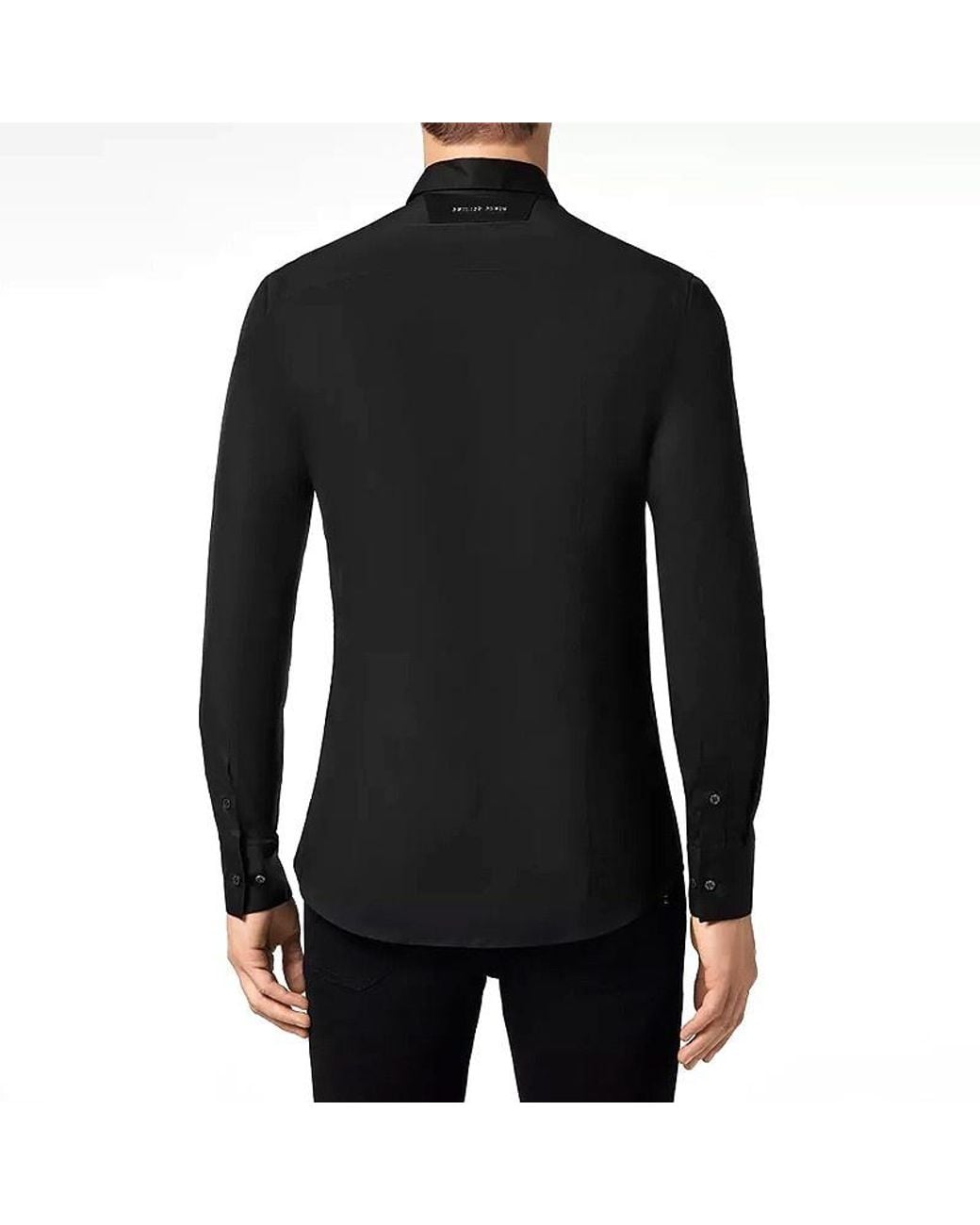 Philipp Plein Black Skull Logo Long-Sleeved Shirt for men