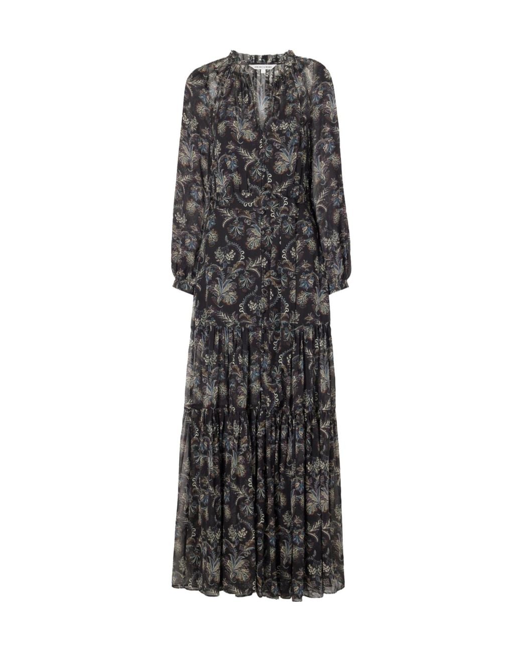 Veronica Beard Black Paisley-Print Silk-Georgette Maxi Dress