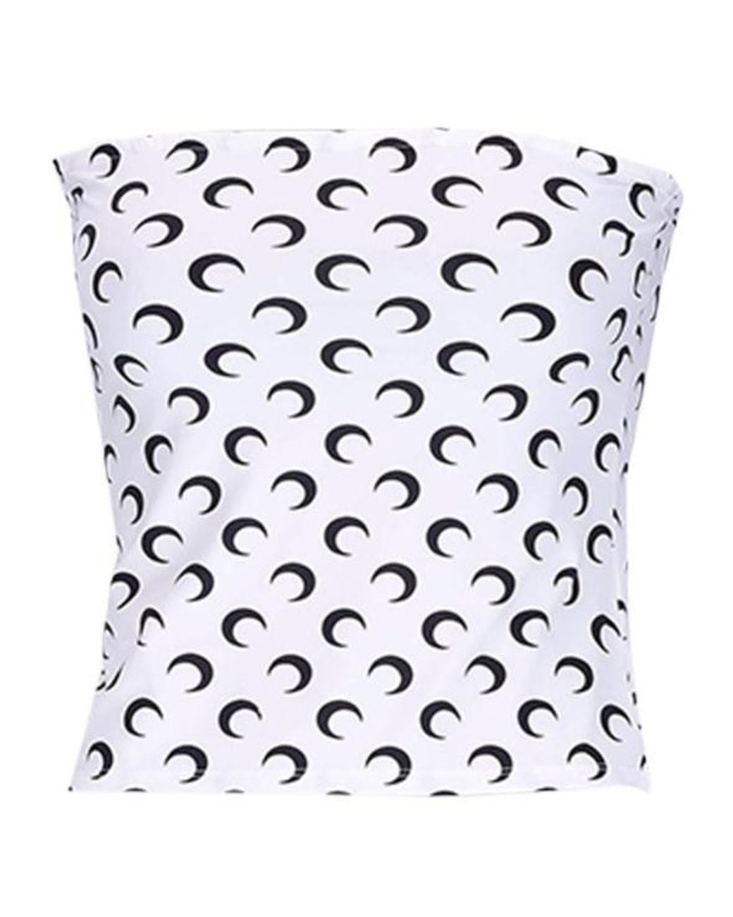 MARINE SERRE White All-Over Moon Printed Bandeau Top