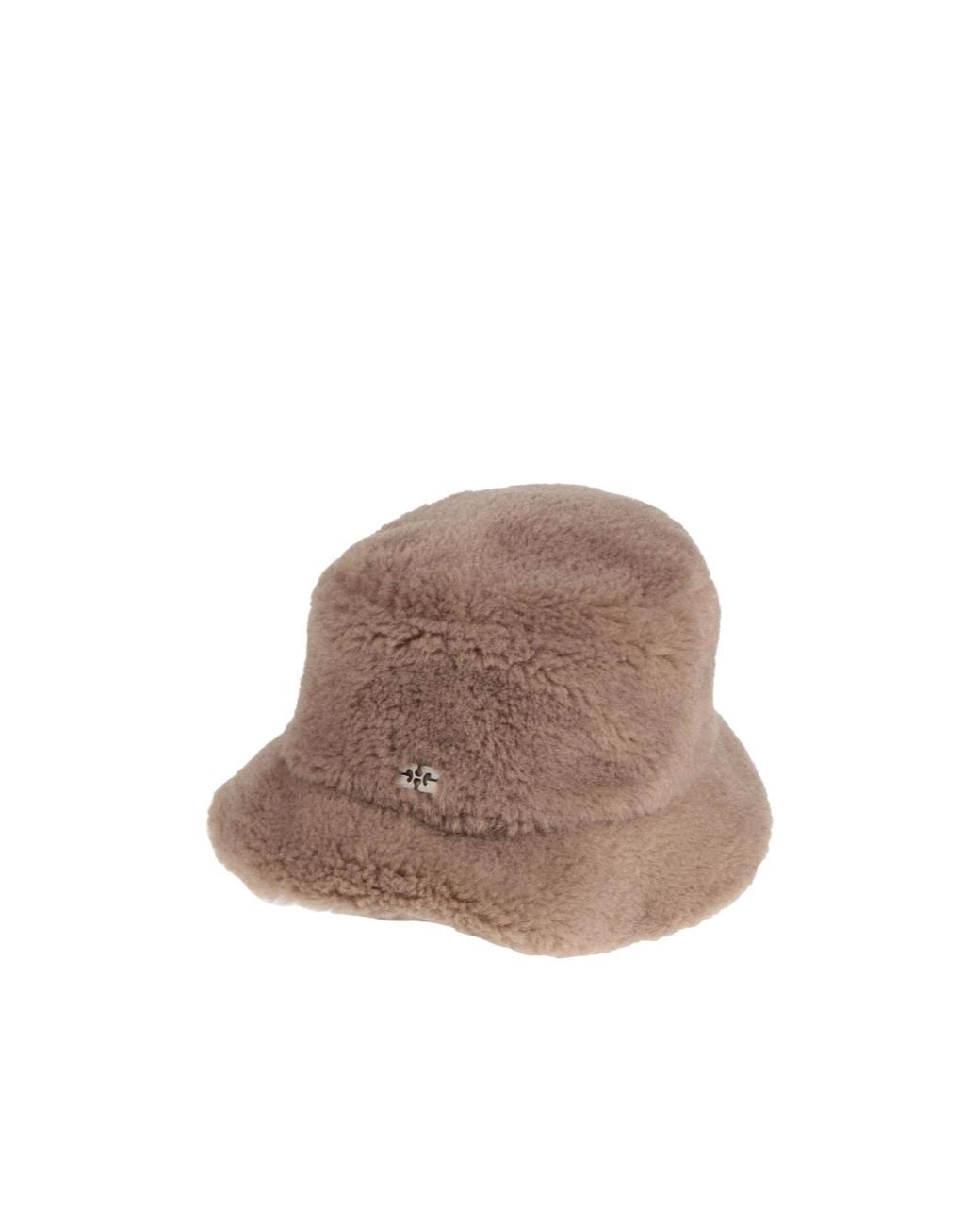 Ganni Brown Solid-Color Short Plush Fisherman Hat