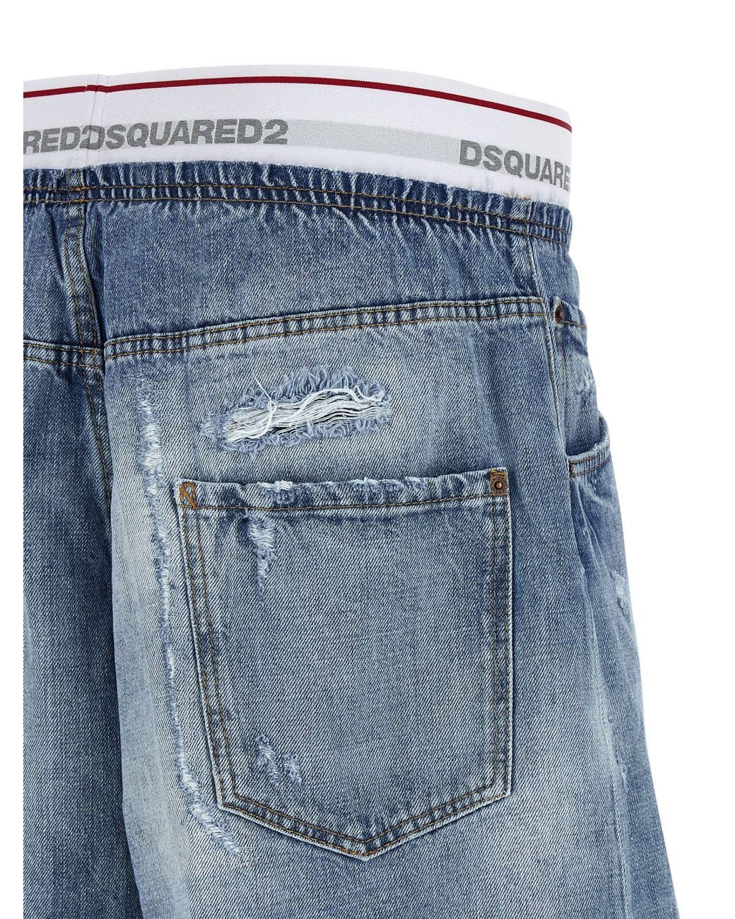 DSquared² Blue Surfer Distressed Bermuda Shorts for men