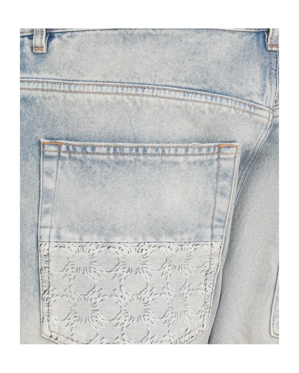 Amiri Blue Ma Quad Cuff Straight Leg Jeans for men