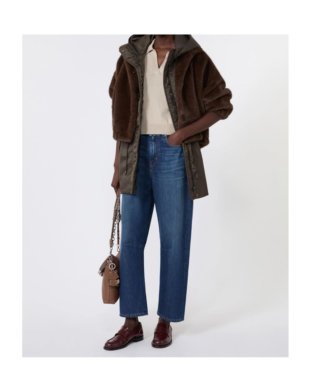 Weekend by Maxmara Brown Mock Fur Short Jacket