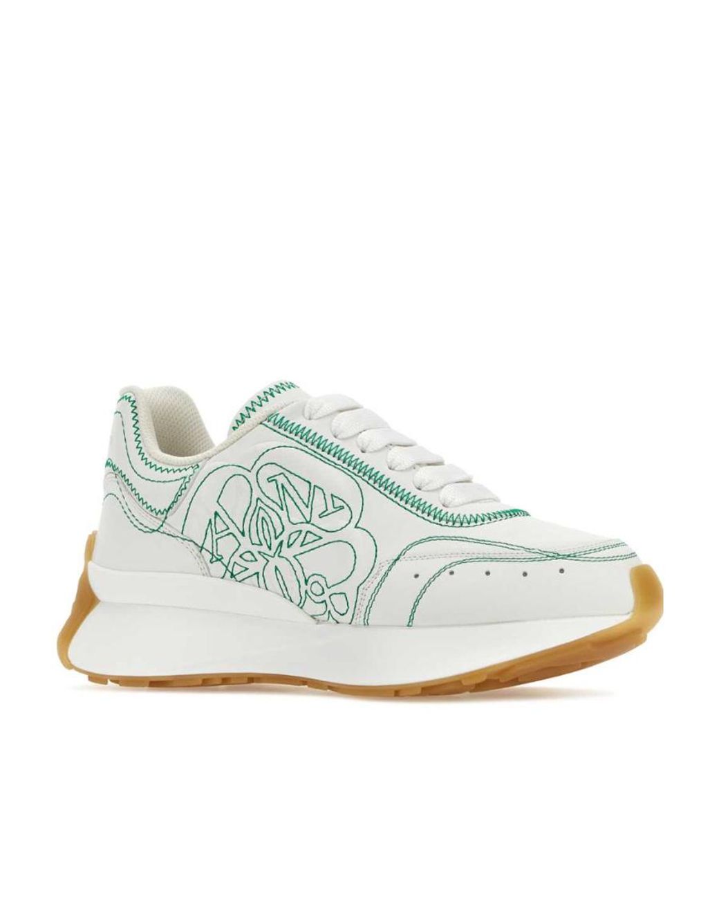 McQueen White Perforated-Detail Lace-Up Sneakers