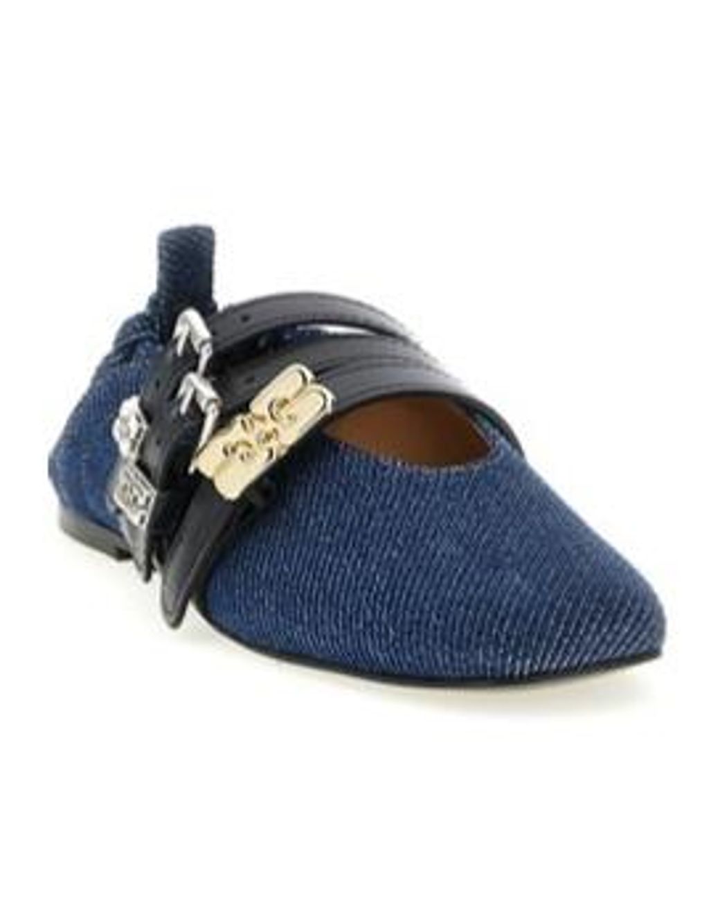 Ganni Blue Sue Triple Denim Ballerinas
