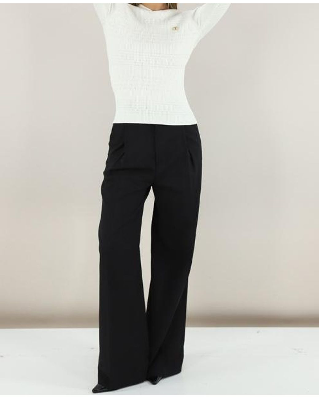 Twinset White Pointelle Knit Sweater