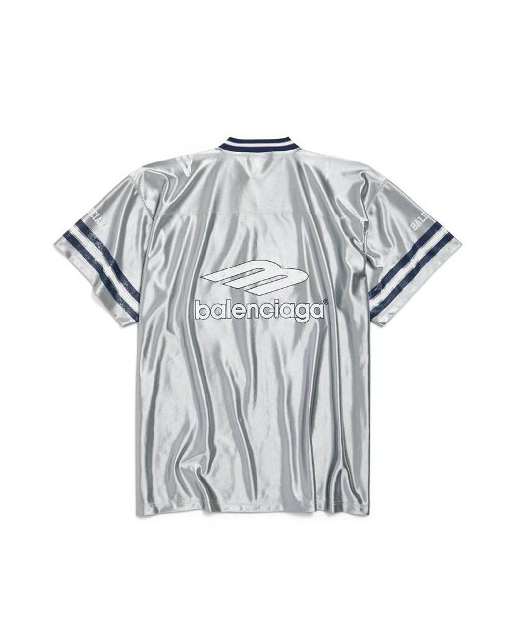 Balenciaga Blue 3B Football V-Neck Oversized T-Shirt for men