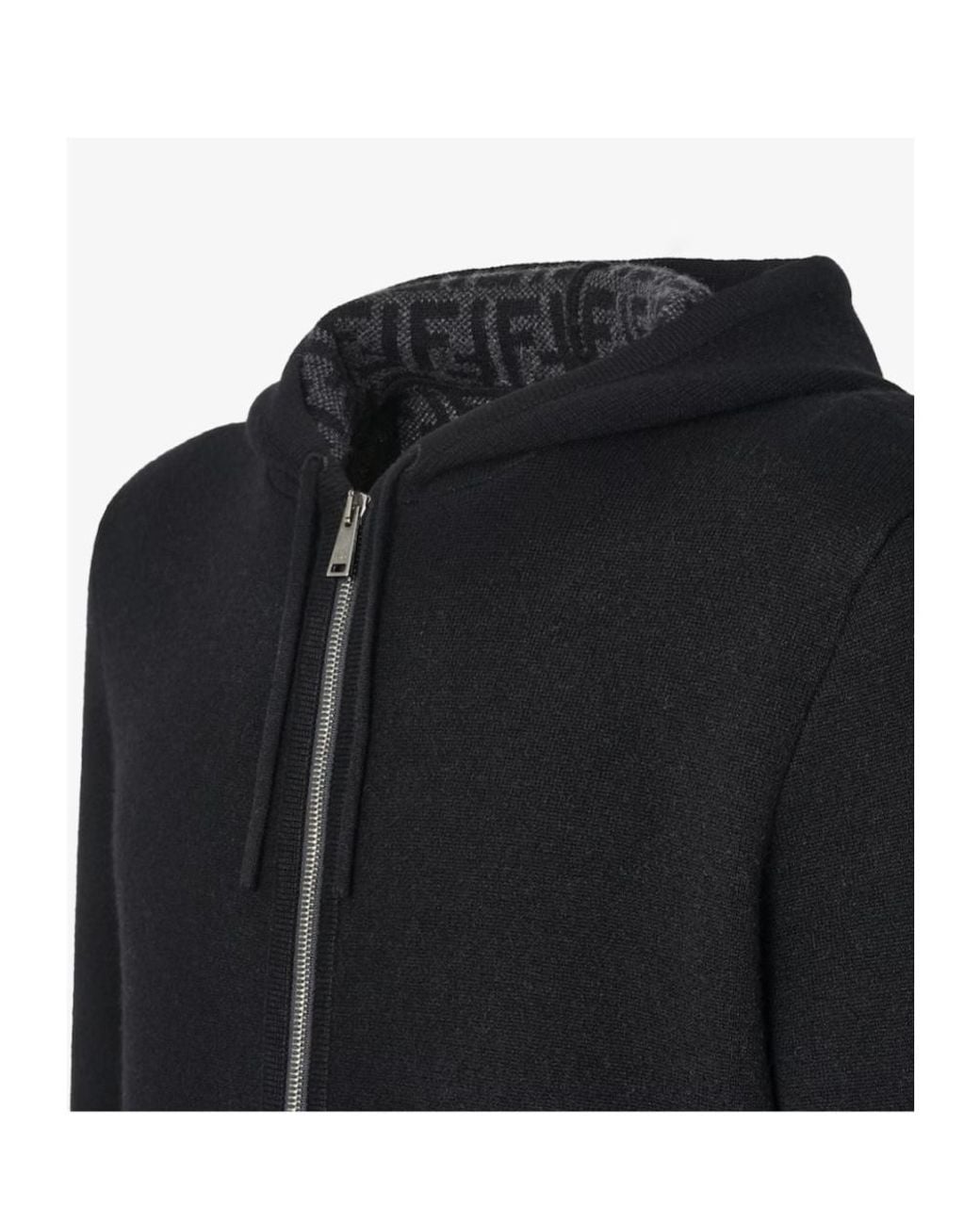 Fendi Black Zip-Up Hooded Sweatshirt for men