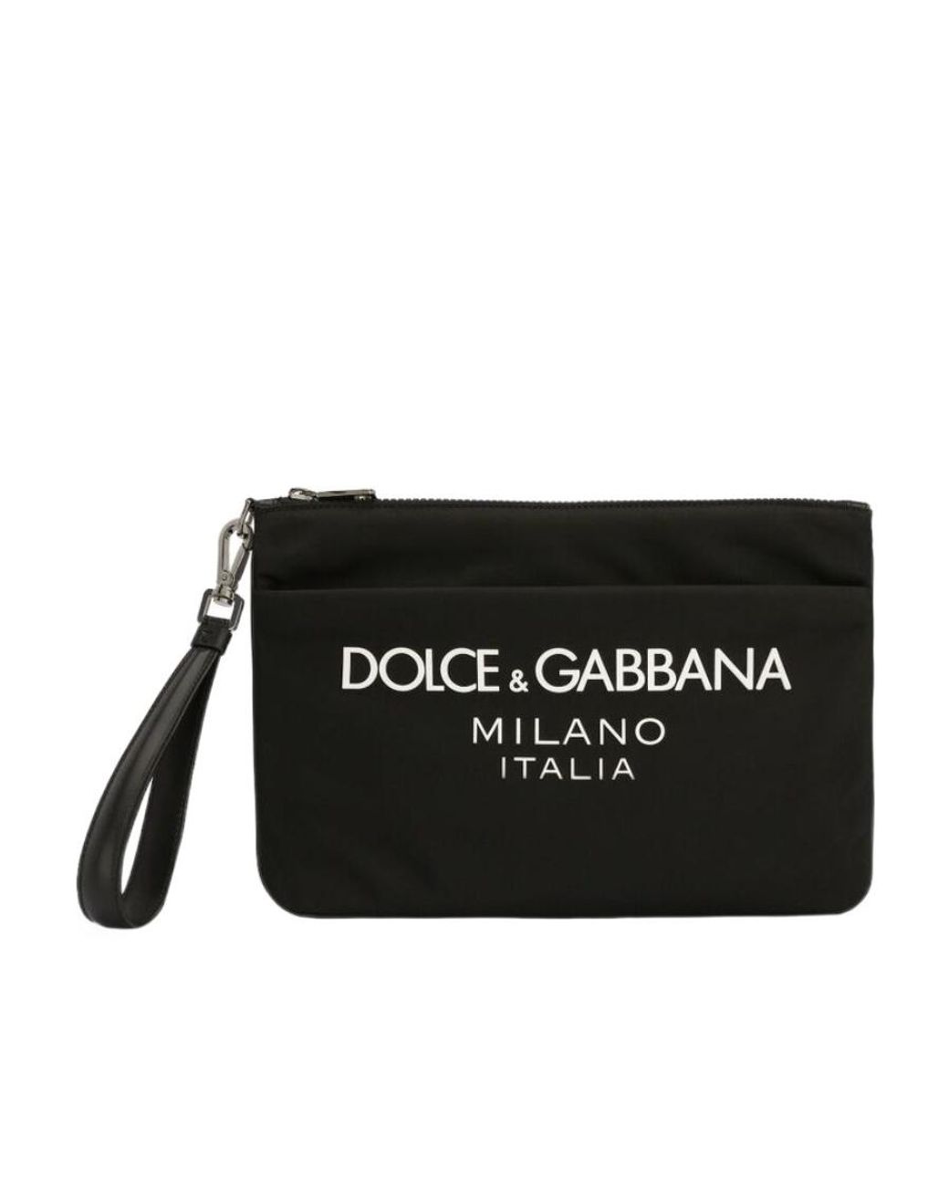Dolce & Gabbana Black Logo Print Zipped Clutch Bag for men