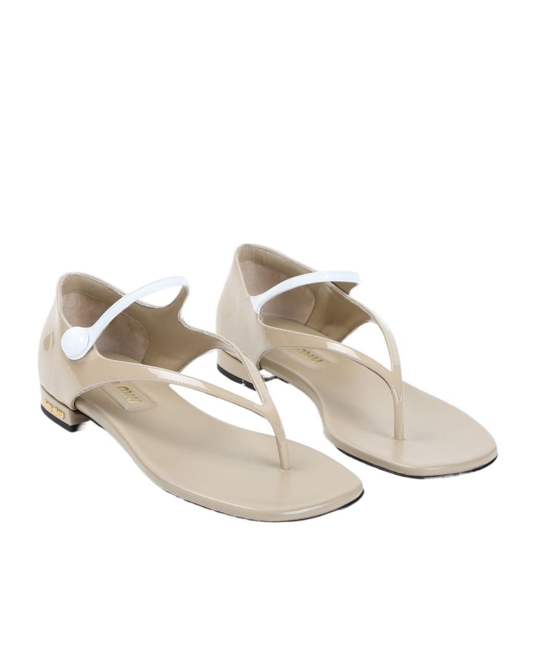 Miu Miu White Two-Tone Patent-Leather Sandals