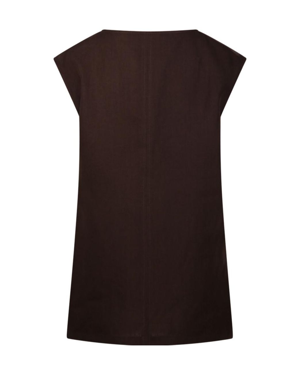 Max Mara Brown Colimbo V-Neck Sleeveless Top
