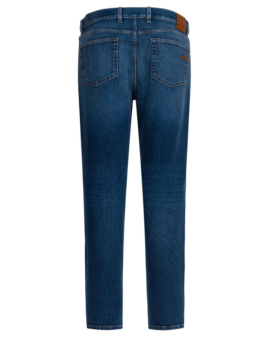 Zegna Blue Logo Patch Straight-Leg Jeans for men
