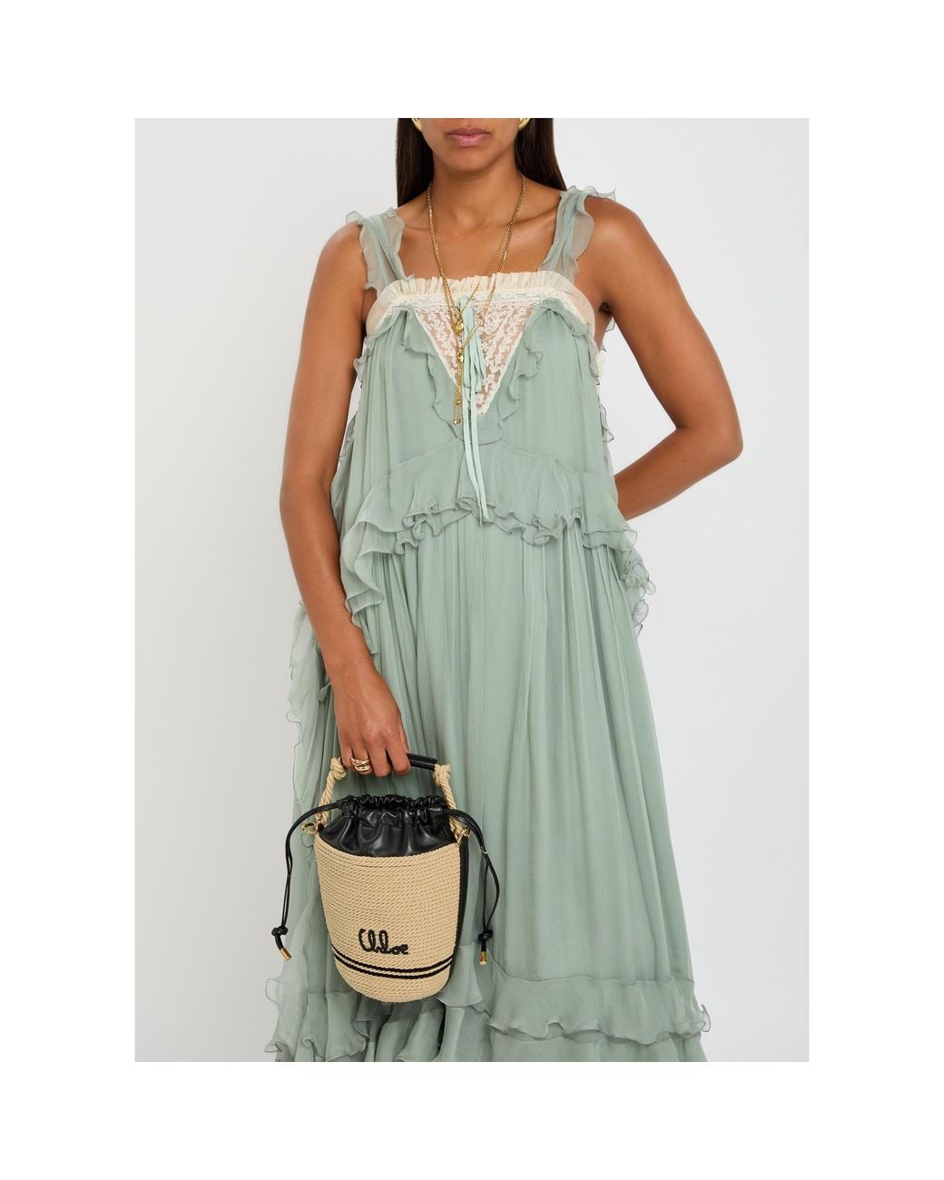Chloé Multicolor Straw Bucket Bag