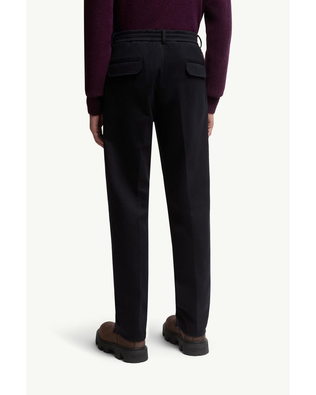 Moncler Blue Logo Patch Tailored Pants for men