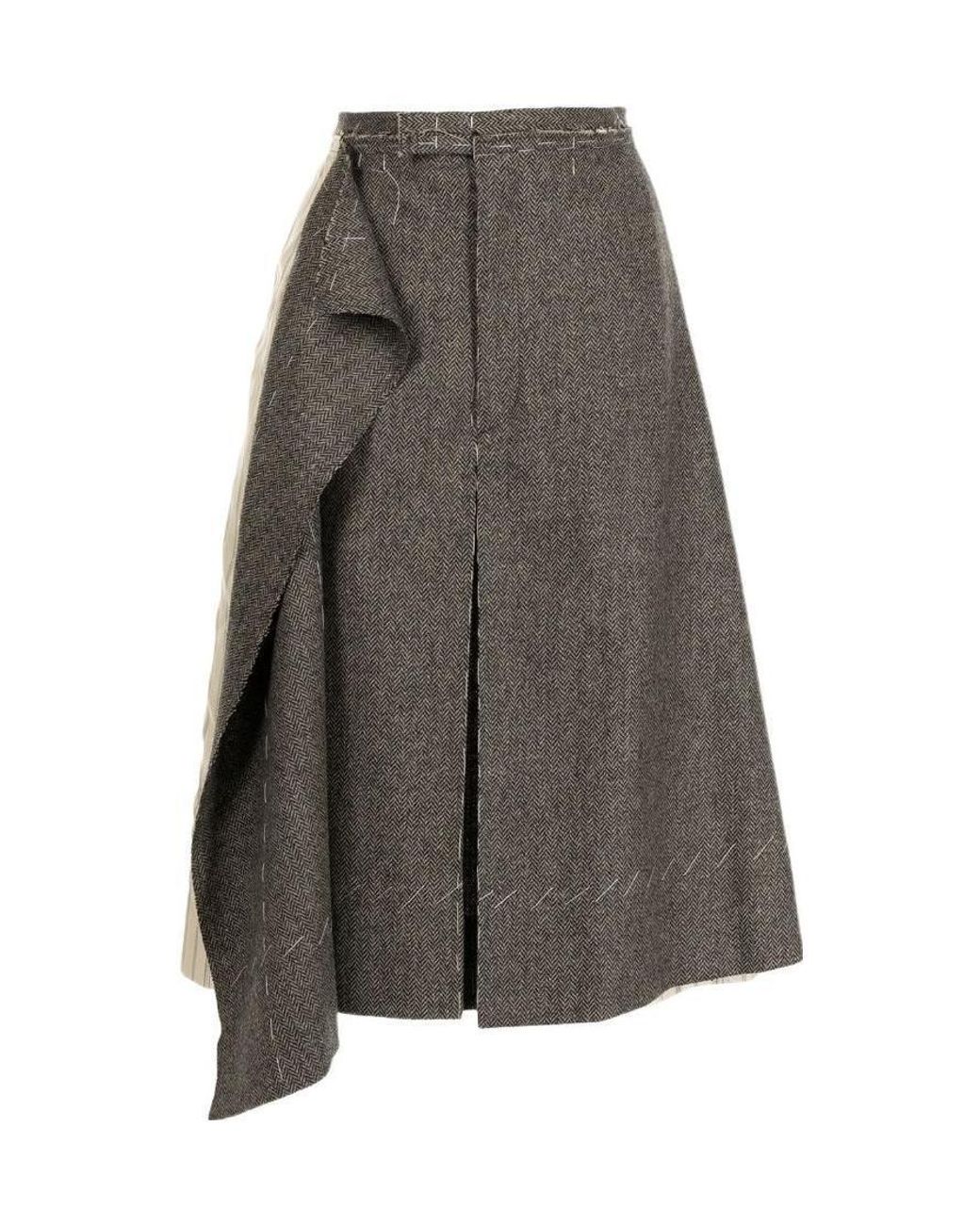 Maison Margiela Gray Deconstructed Striped Bermuda Shorts