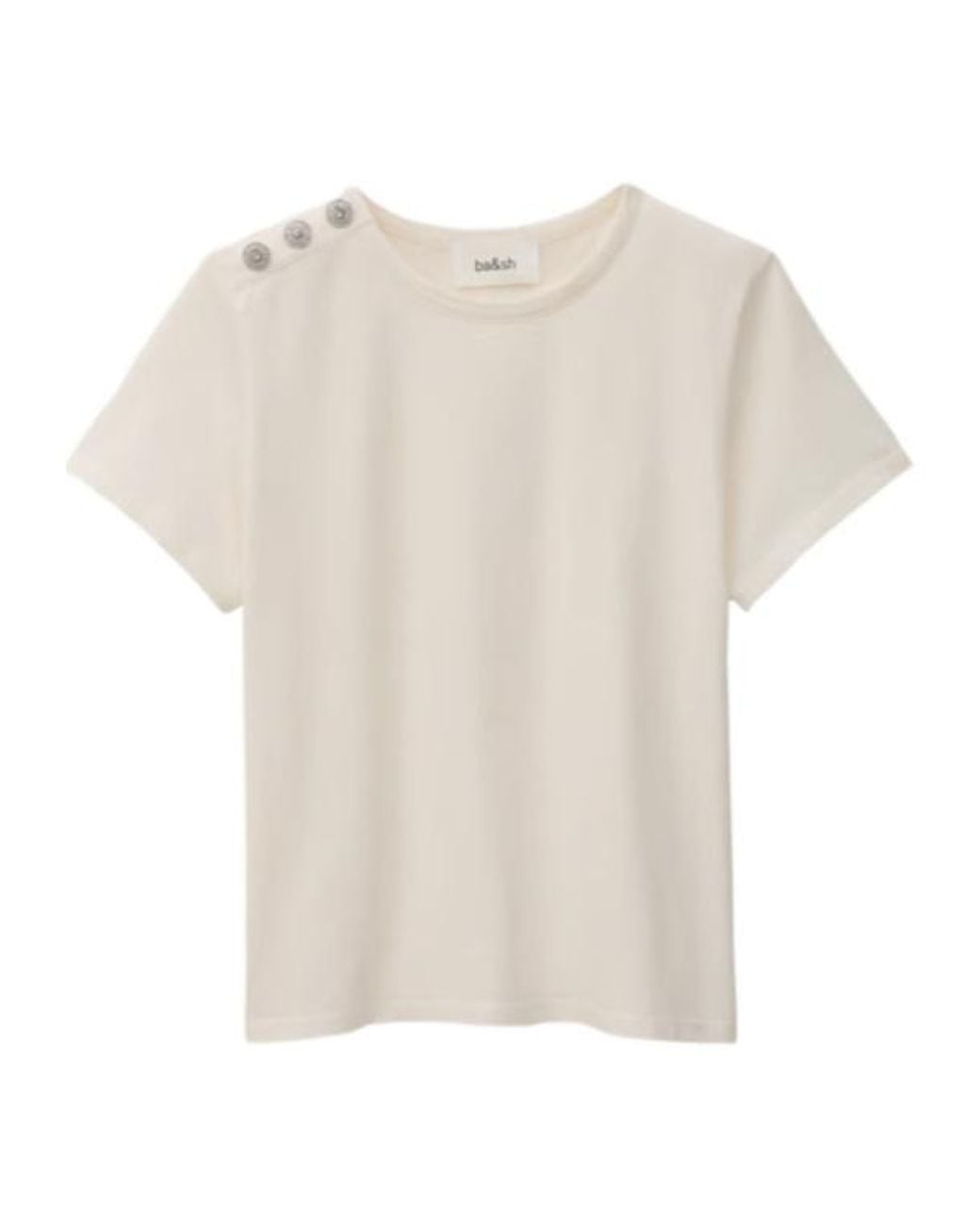 Ba&sh White Elmer Embellished Shoulder T-Shirt